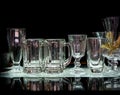 Various glasses on black background