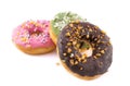 Various glazed donuts isolate on white background Royalty Free Stock Photo