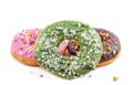 various glazed donuts on white background Royalty Free Stock Photo