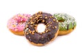 various glazed donuts on white background Royalty Free Stock Photo