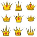 Various gold crown style doodles