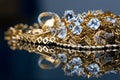 Various gold jewellery on black background Royalty Free Stock Photo