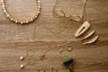 Various Gold and Pearl Accessories Royalty Free Stock Photo