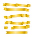 Various golden banner ribbons set