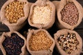Various grains and rice in a sack Royalty Free Stock Photo
