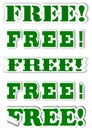 Various green lettering as free stickers