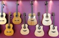 Various guitar neatly arranged