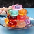 Various gummy candies are placed on a plate.