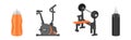 Various Gym Equipment and Training Apparatus Vector Set Royalty Free Stock Photo