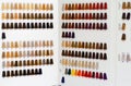 Various hair dye sample chart. Hair coloristic Royalty Free Stock Photo