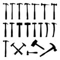 Various Hammer Mallet Construction Work Tool Silhouette