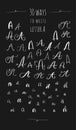 Various hand drawn brush ink vector `A` upper and lower case letters set. Doodle comic font for your design. Royalty Free Stock Photo