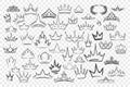 Various hand drawn crowns set