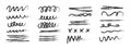 Various hand drawn line patterns and scribbles on a white background Royalty Free Stock Photo