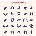 Various hand gestures icons set