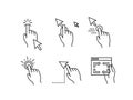 Various hand gestures with mouse pointers isolated on white background Royalty Free Stock Photo