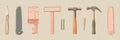 Collection of Hand Tools Arranged Neatly on a Neutral Background Showcasing Essential Items for Various Tasks in Royalty Free Stock Photo