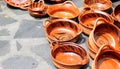 Various handmade clay pot, pot, casserole and jug utensils