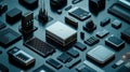 Various hardware components related to networking: routers, switches, firewalls, servers, and end-user devices.