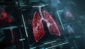 Various health parameters and analytical data are displayed in the medical AI lung interface