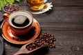 Various herbal tea and espresso coffee Royalty Free Stock Photo