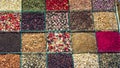 Various herbal tea and fruit teas in Turkish spice bazaar in istanbul