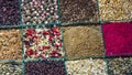 Various herbal tea and fruit teas in Turkish spice bazaar in istanbul