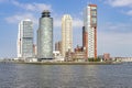 The various high buildings and the hotel New York on the peninsula at the Leuvenhaven in Rotterdam