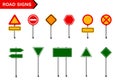 Various highway road signs vector icon set on white backgrounds Royalty Free Stock Photo