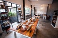 Various home-made produce for sale in Empty coffee shop cafe and bakery