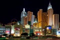 Various hotels and casinos along the Strip at night in Las Vegas Royalty Free Stock Photo