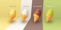 various ice cream set on colorful back Royalty Free Stock Photo