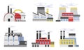 Various Industrial Buildings Of Factories And Plants Vector Illustration Set Royalty Free Stock Photo