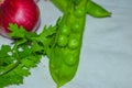 Various ingredients on white background