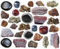 Various iron ore stones and rocks isolated Royalty Free Stock Photo