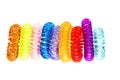 Various isolated spiral hair ties