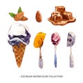 Various isolated watercolor ice cream illustration for decorative use