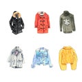 Various isolated watercolor sweater, coat illustration for decorative use