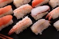 Various japanese sushi food selection closeup Royalty Free Stock Photo