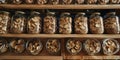 Various Jars of Nuts on Shelf