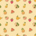 Various kawaii fruit seamless pattern