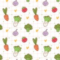 Various kawaii vegetables seamless pattern