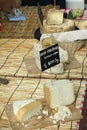 Various kind of cheese at a local market