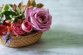 Various kind of flower head in the basket Royalty Free Stock Photo