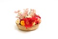 Various kind of flower head in the basket. Royalty Free Stock Photo