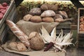 Various kinds of bread on display