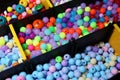 Different kind of colorful beads close up