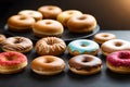 Various kinds of delicious donuts Royalty Free Stock Photo