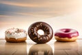 Various kinds of delicious donuts Royalty Free Stock Photo