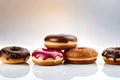 Various kinds of delicious donuts Royalty Free Stock Photo